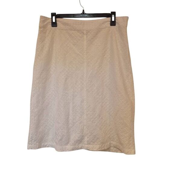 Liz Claiborne Women's White Cotton Eyelet Lined Straight Pencil Skirt - Picture 1 of 8